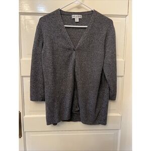 VTG August Max Woman Sz1X Button Front Cardigan Sweater Dressy Gray 100% Cotton